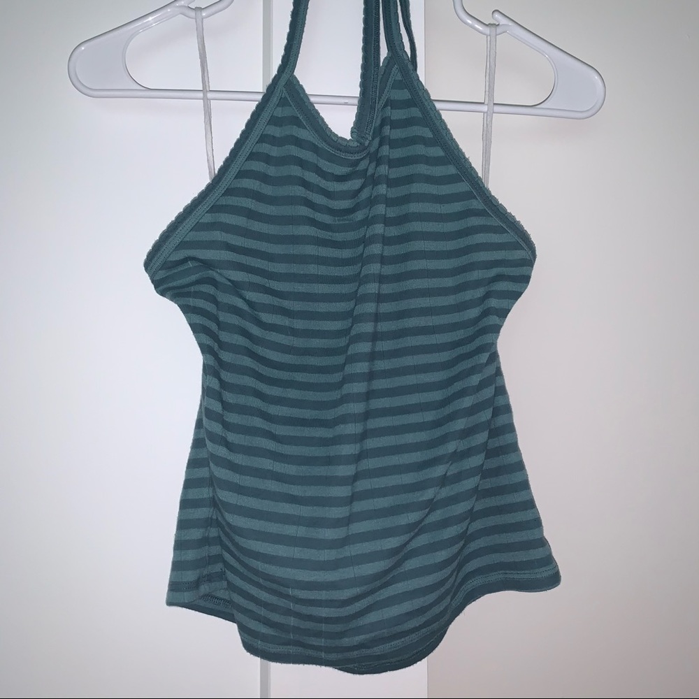 American Eagle Teal Striped Halter Top